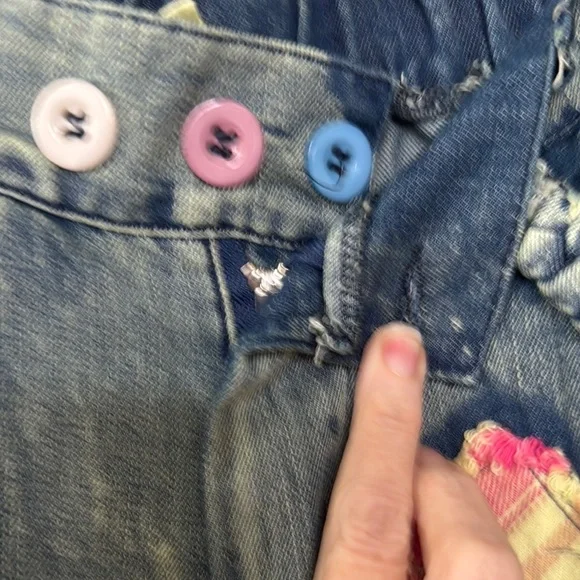 Blue Velvet Patchwork Denim Shorts/Jorts with Heart Accents - Picture 9 of 11